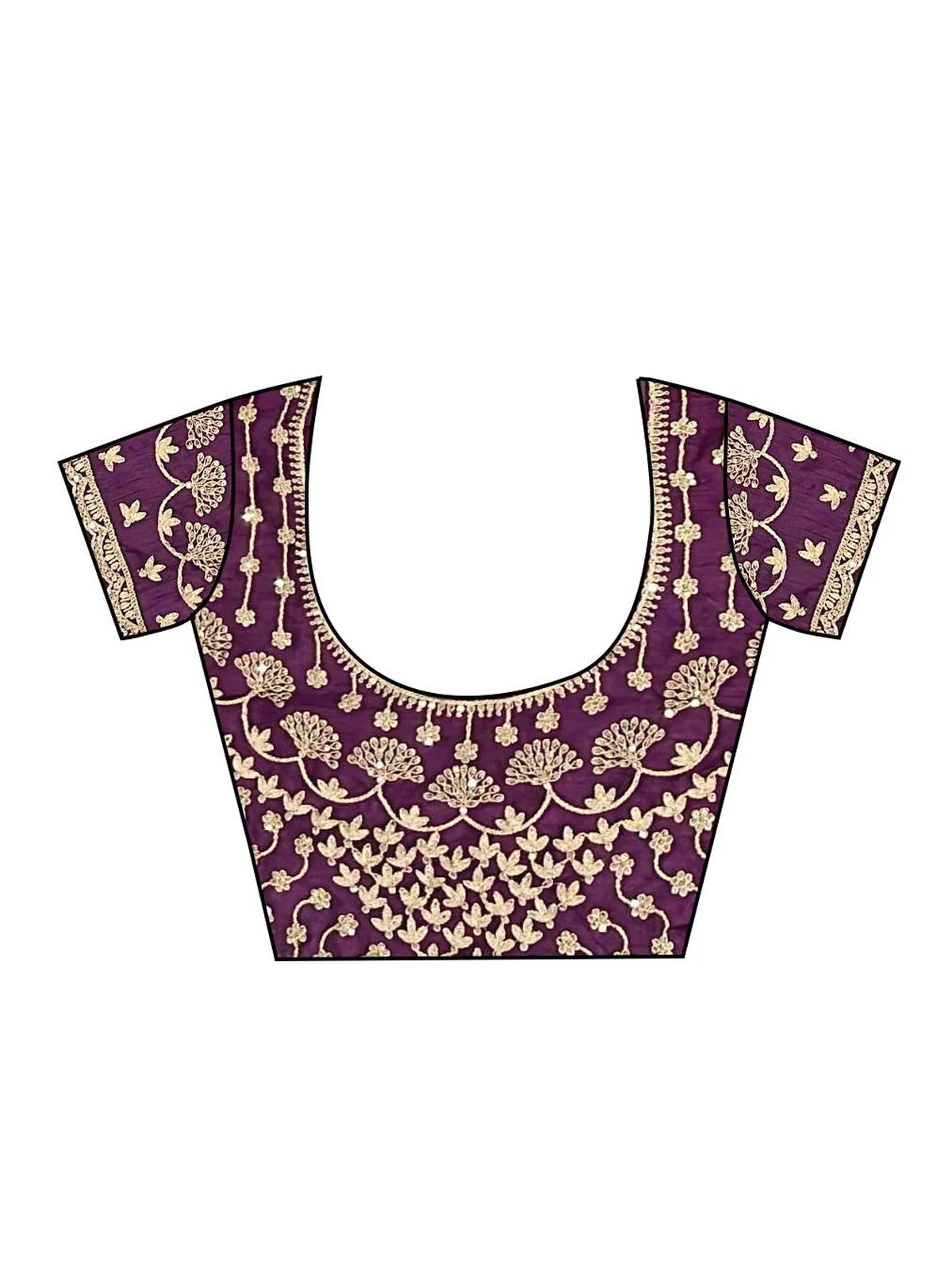 Tarani blouse view with coding and sequins work on Banglori silk blouse design