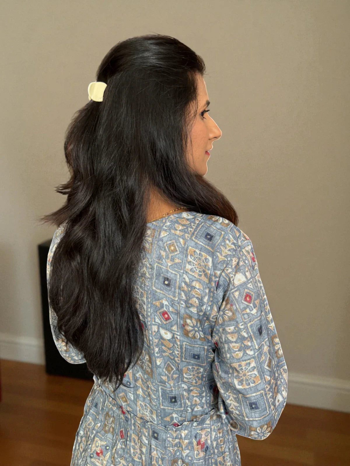 Tarani blue capsule cotton midi dress back view