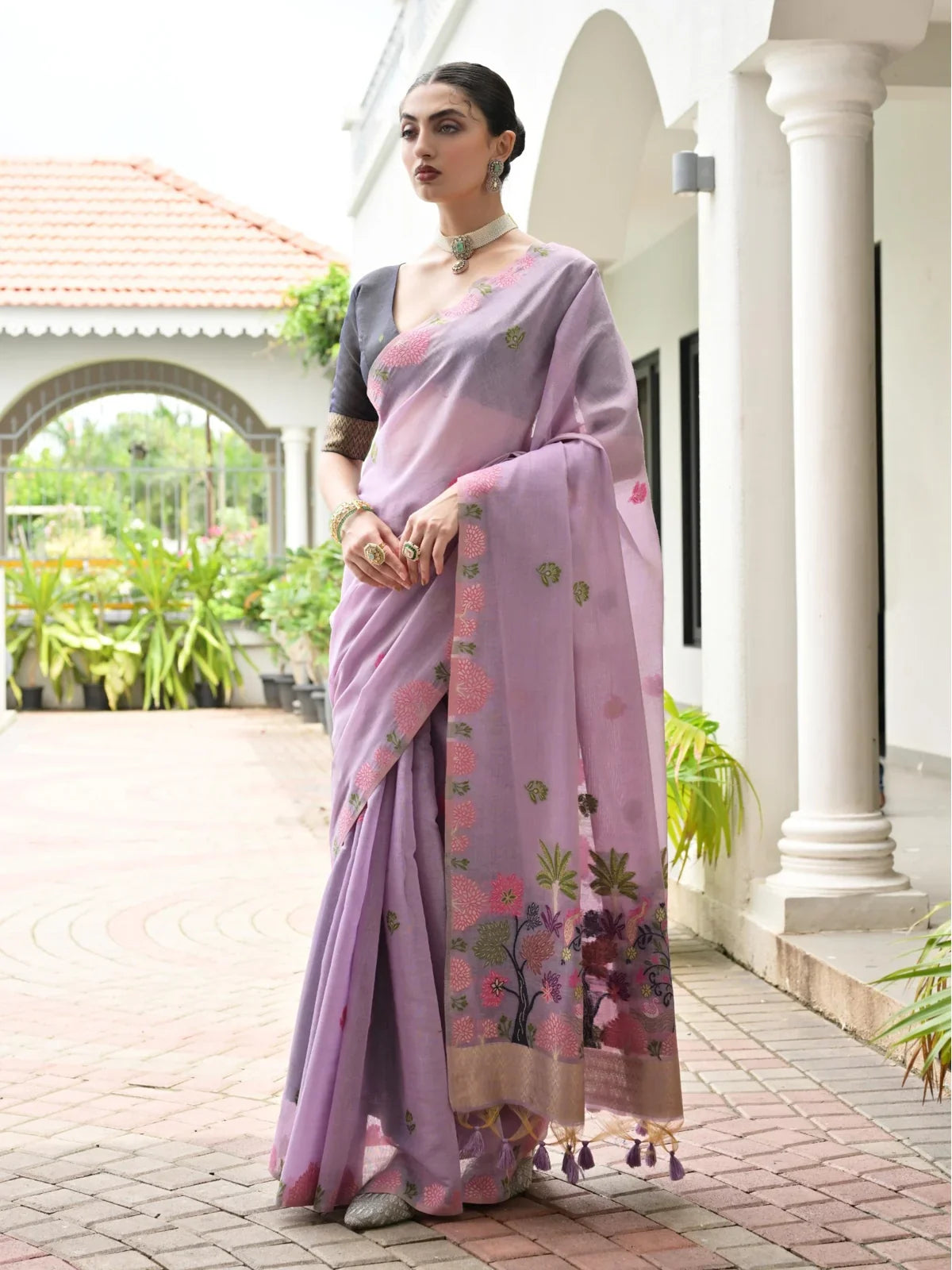 Tarani siddhita Designer Georgette saree fabric detail view for festive party and wedding wear