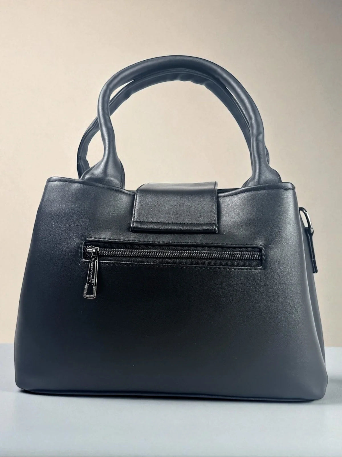 Tarani black PU leather handbag durable back design
