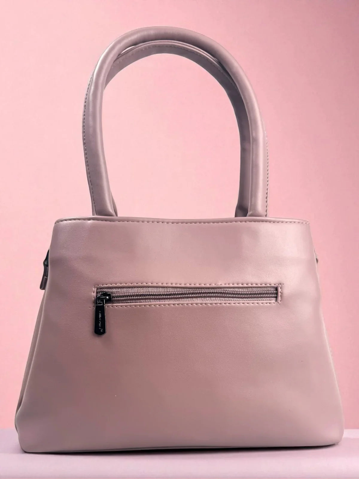 Tarani lavender PU leather handbag stylish back view