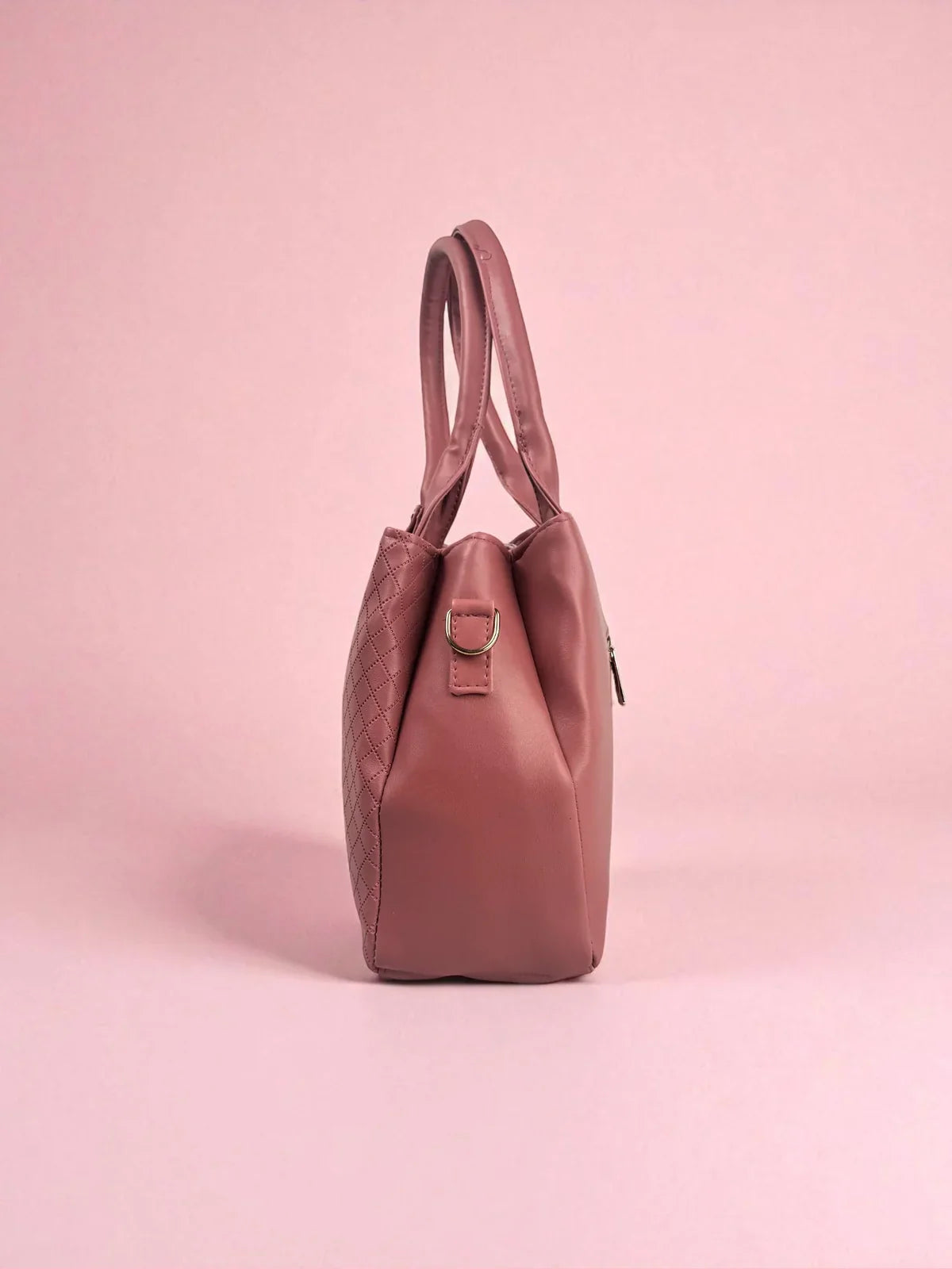 Tarani pink PU leather handbag view 4
