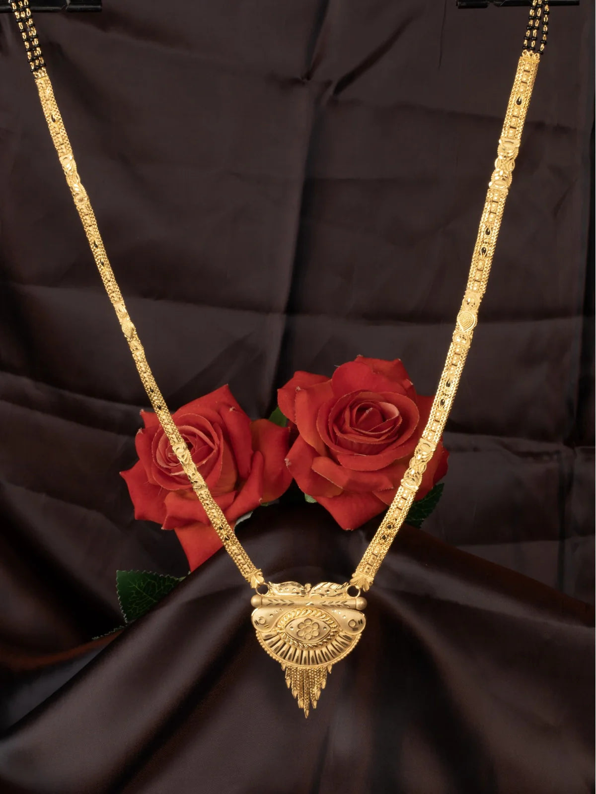 Tarani gold plated mangalsutra with antique design and detailed pendant for wedding wear
