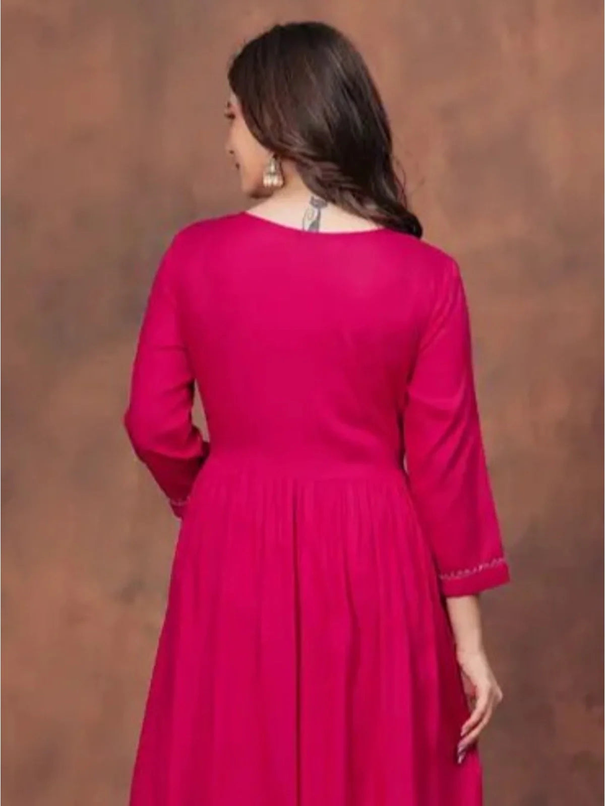 Tarani pink silk embroidered festive dress angle view 3