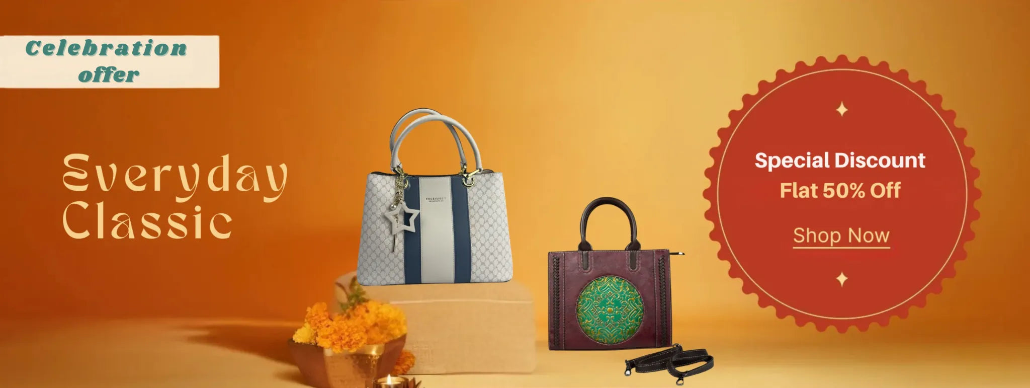 Tarani handbags banner everyday classic collection with celebration offer