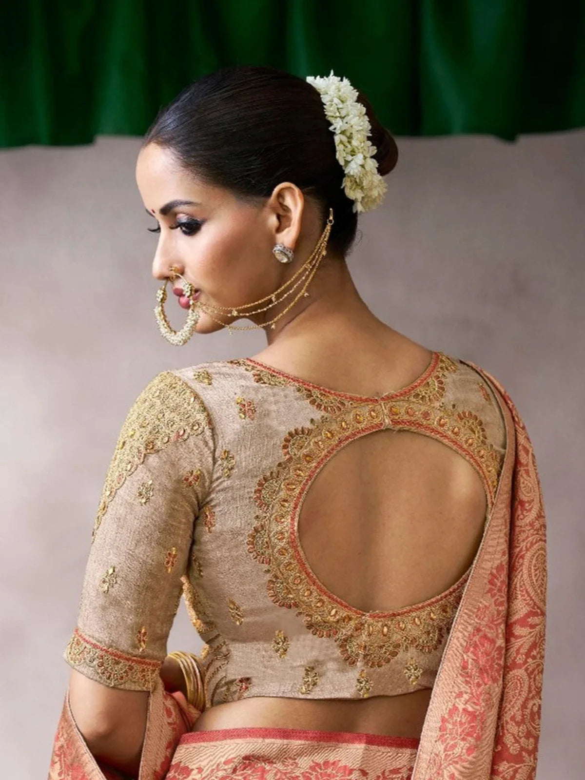 Tarani salilika Red Chiffon Silk saree drape detail view for festive party and wedding wear