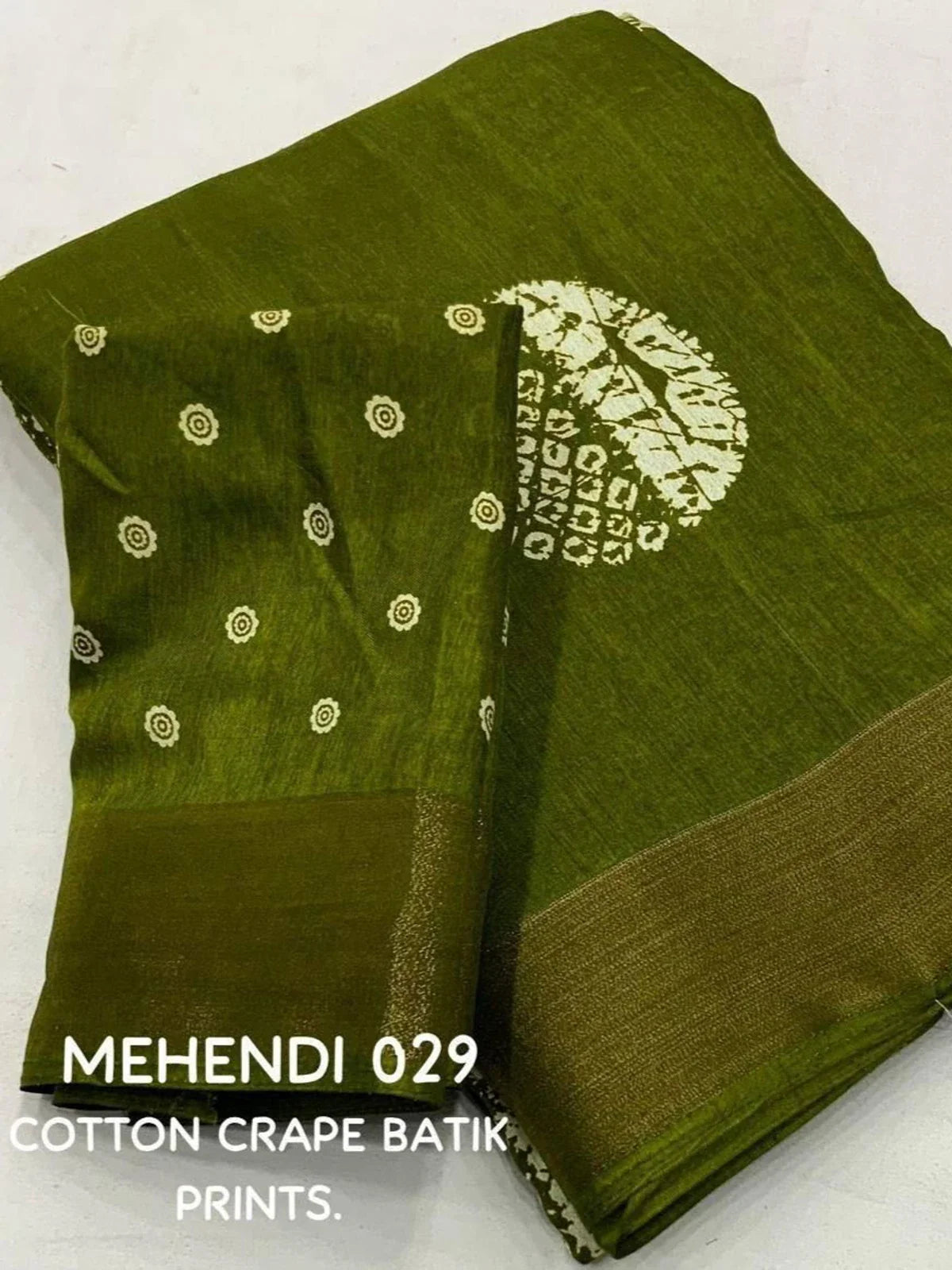 Tarani mehendi cotton crape blouse piece view with traditional print design