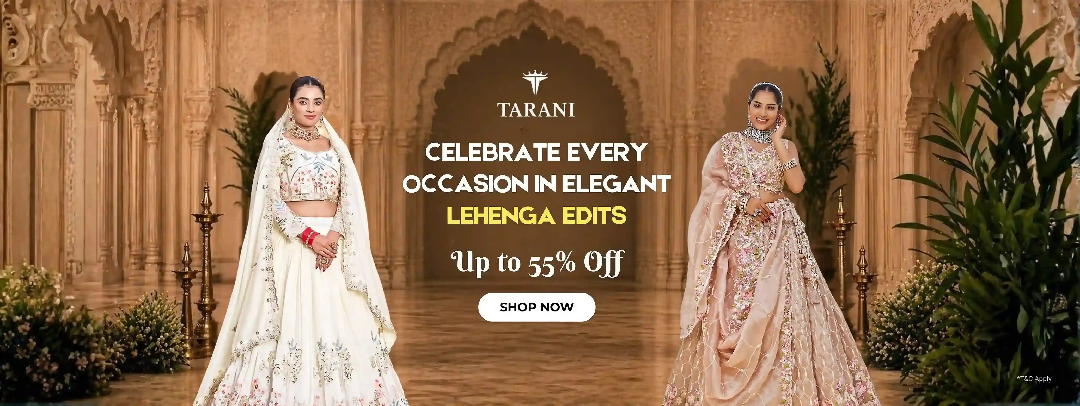 Tarani designer lehenga collection featuring elegant bridal and festive lehenga styles for women with traditional embroidery