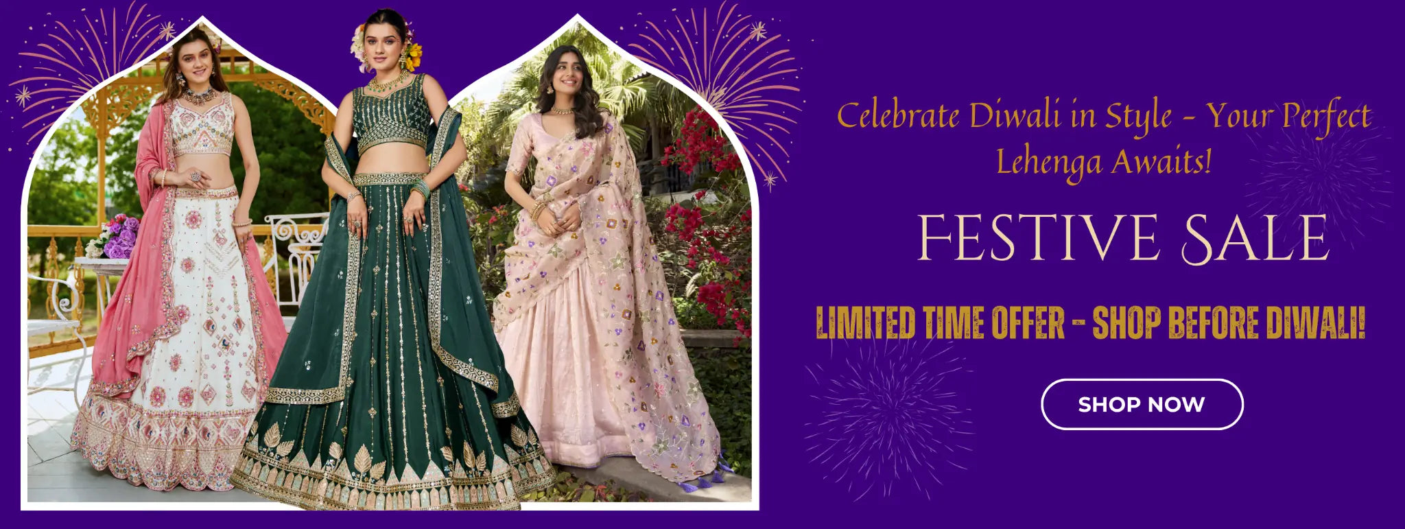 Tarani Diwali Festive Sale lehenga banner showcasing elegant designer outfits for women