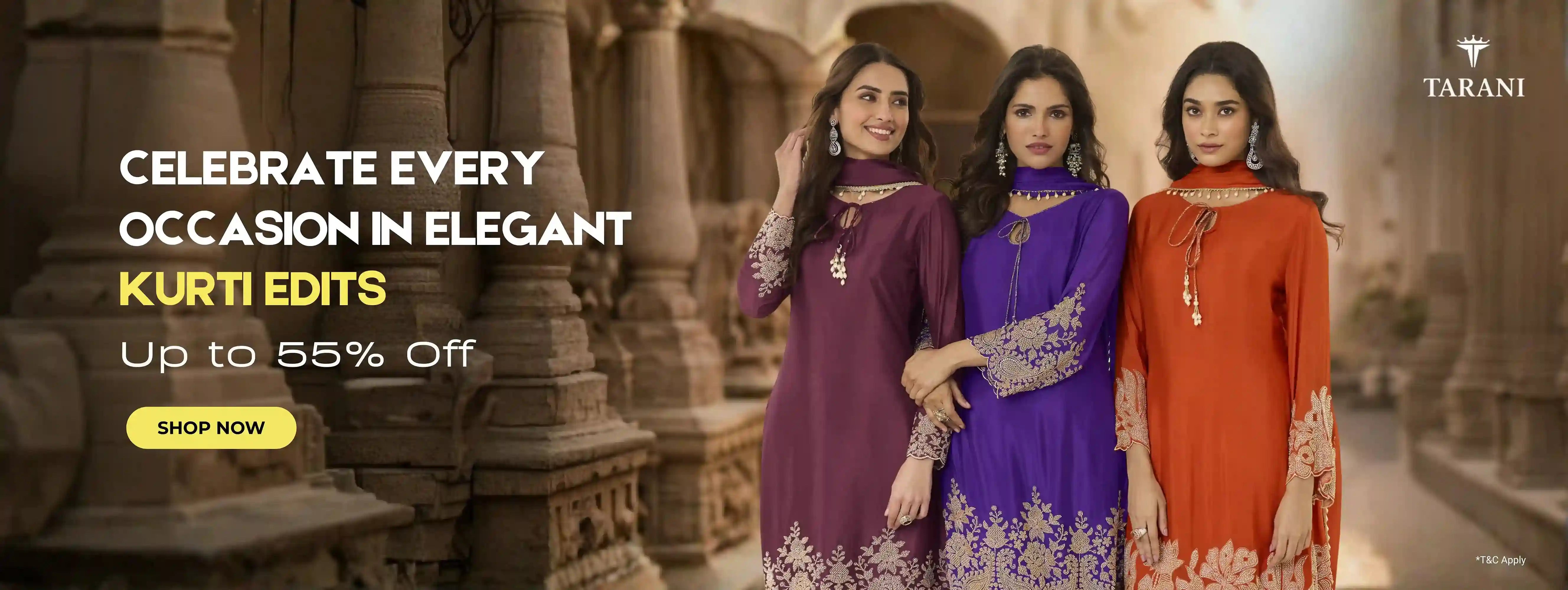 Tarani elegant kurti collection for women featuring festive embroidered ethnic kurtis in stylish modern designs
