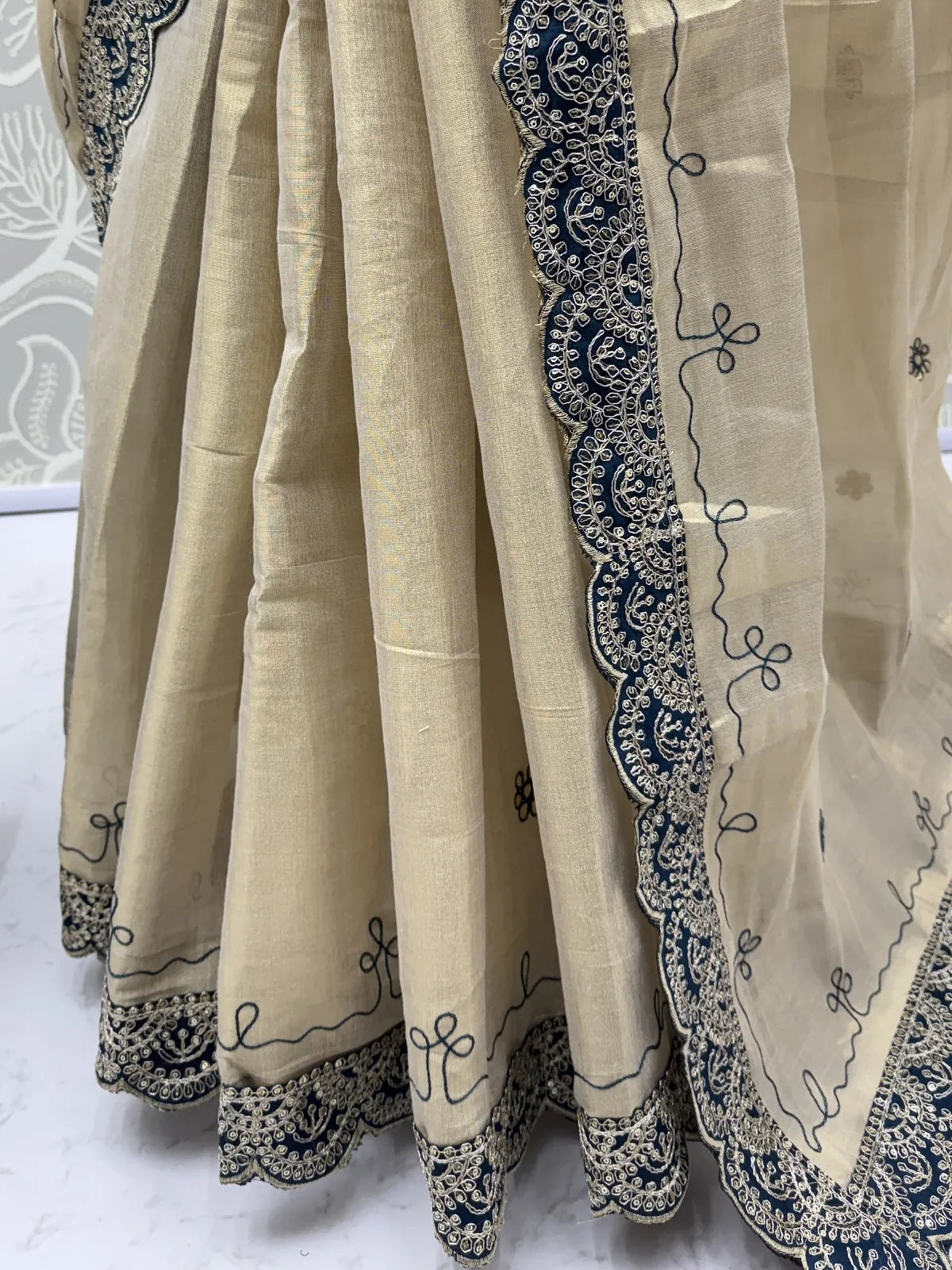 Tarani Devrati Erodee Silk saree closeup of embroidered border and detailing