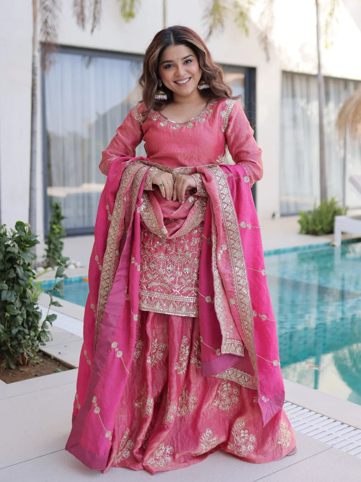 Shop Embroidered Fendi Crush Dress in Pink for Weddings