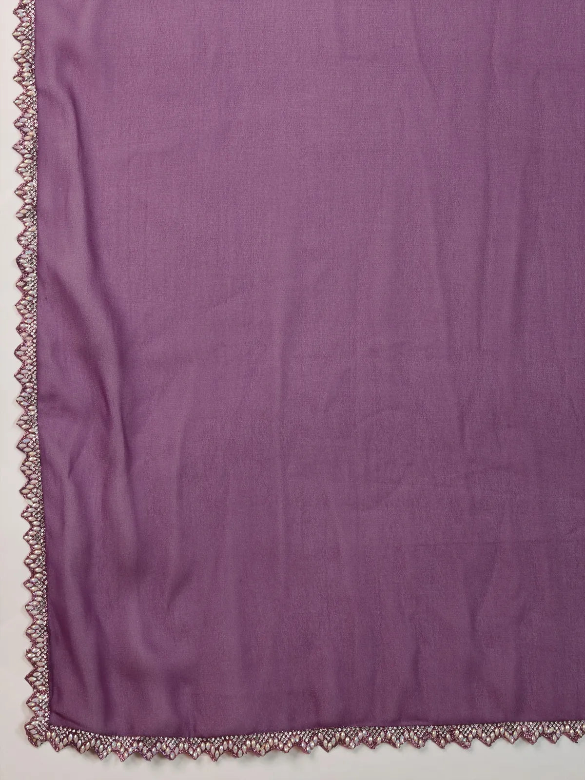 Tarani purple georgette saree pallu and lace detailing view for cocktail wear