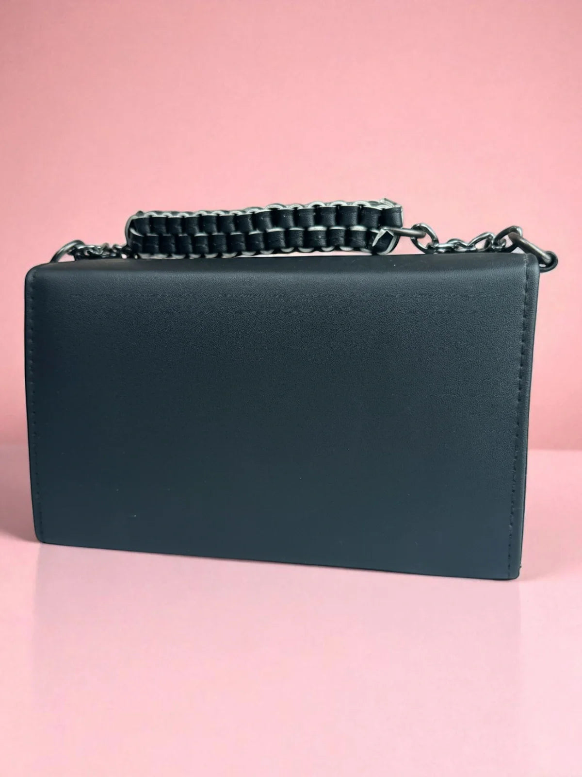 Tarani black PU leather handbag back-view for stylish women