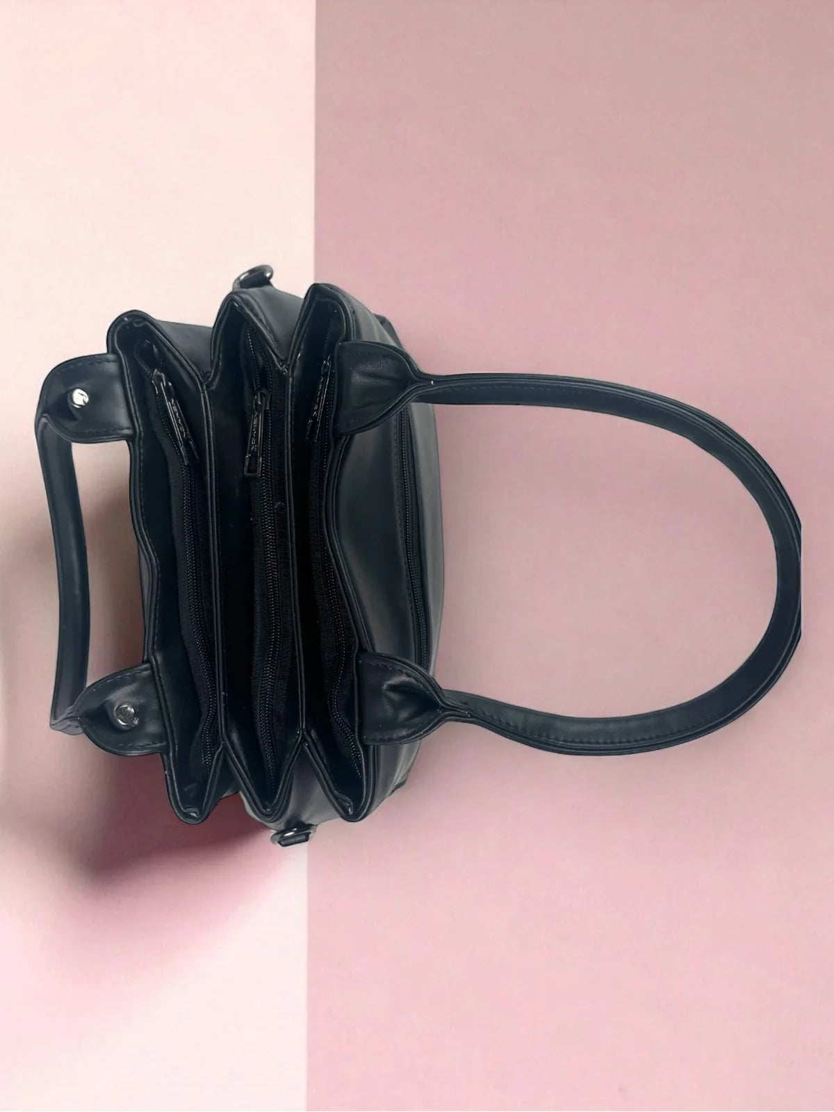 Tarani black PU leather handbag view 3