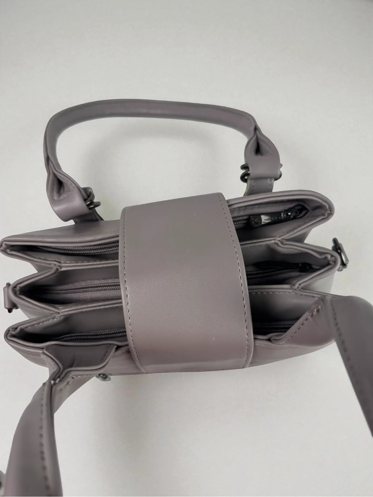 Tarani grey handbag pu leather closeup-view elegant design