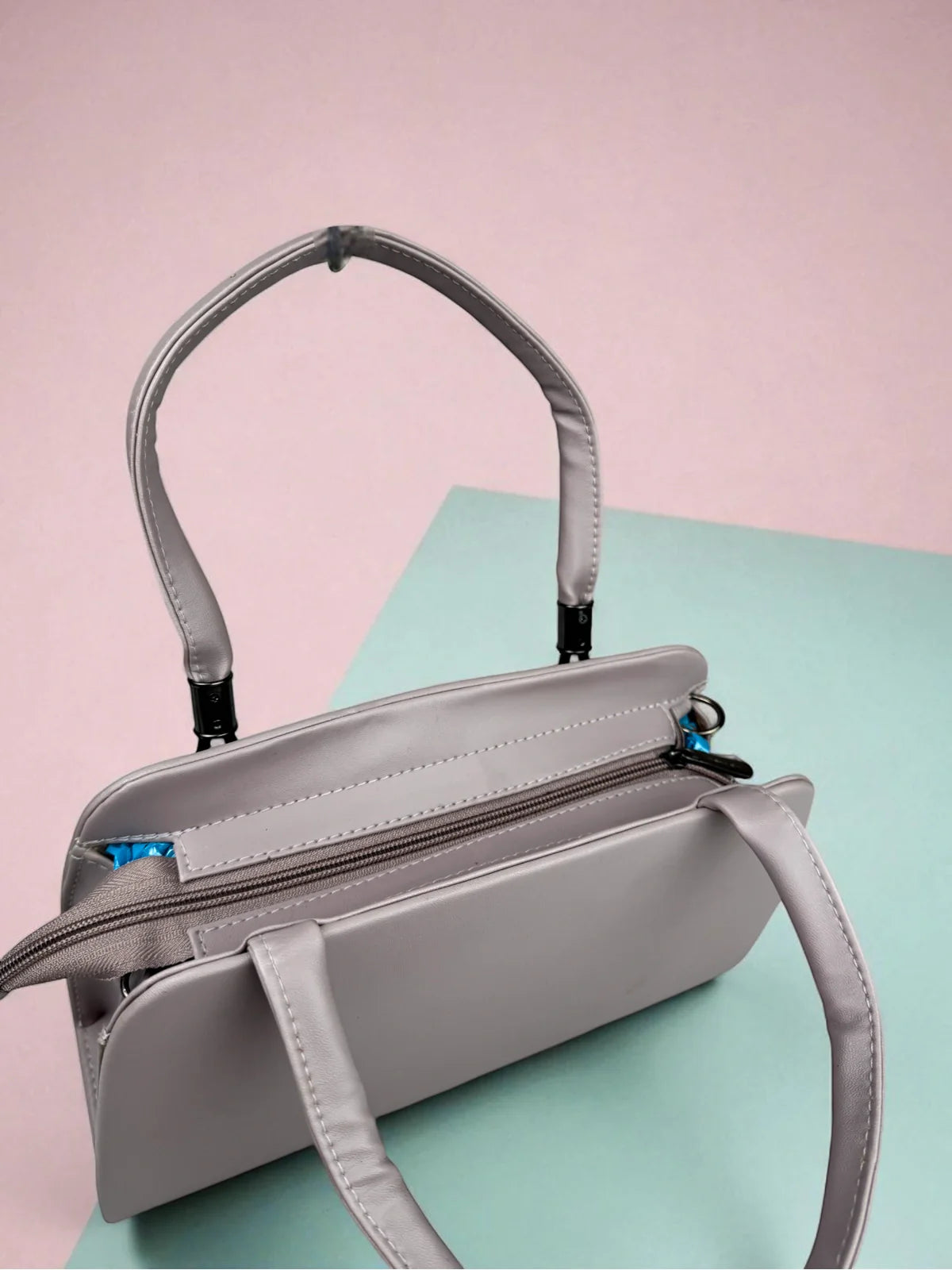 Tarani Lavender PU Leather Handbag Side View 3