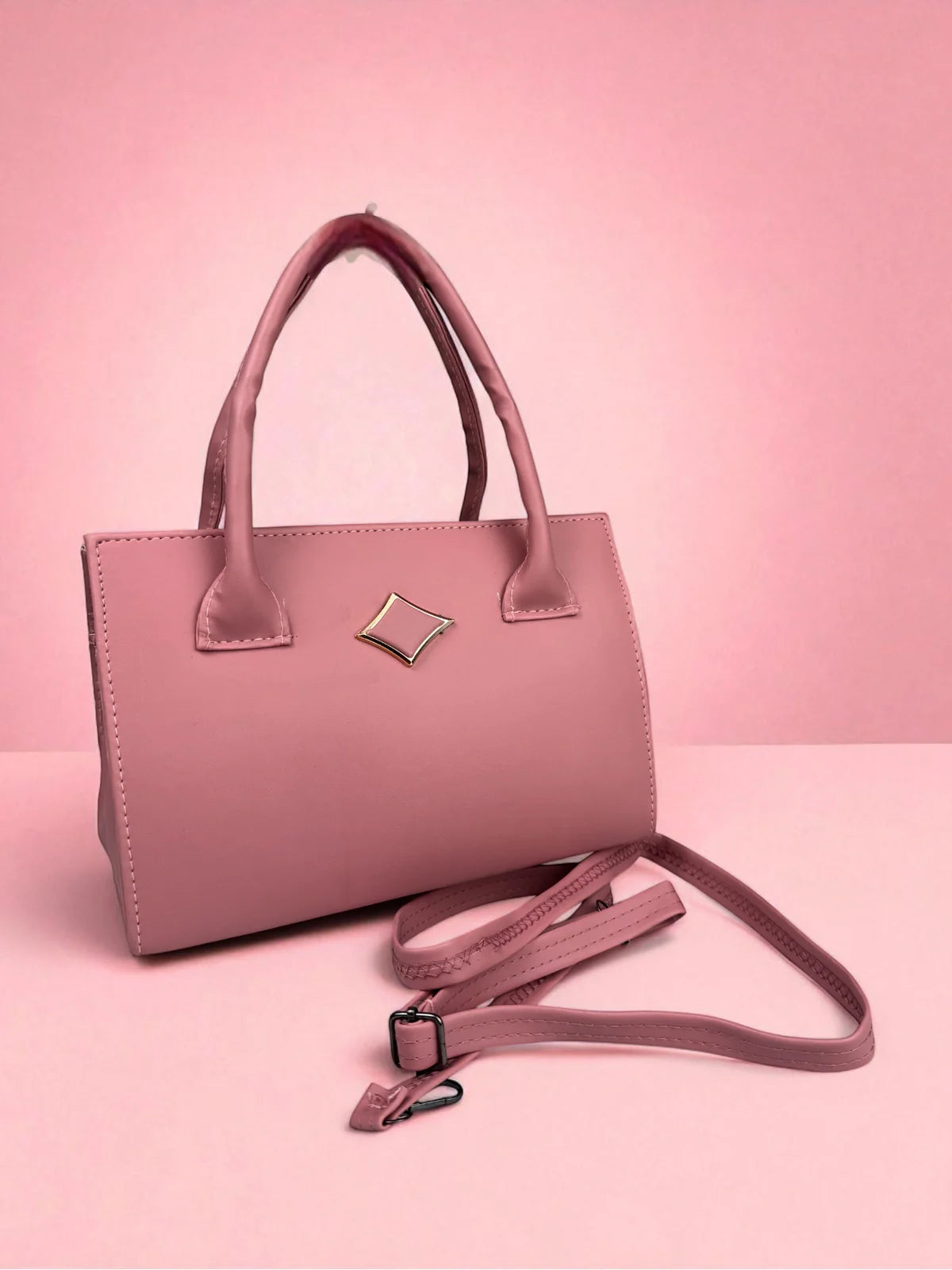 Tarani pink PU leather handbag with elegant design full view