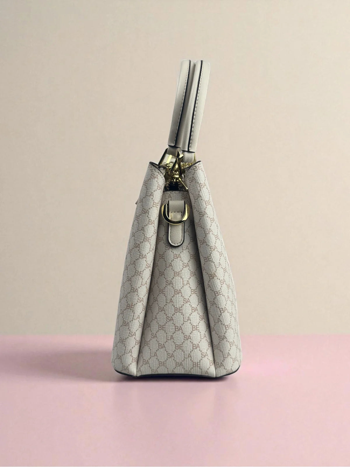 Tarani handbag side view PU leather white design