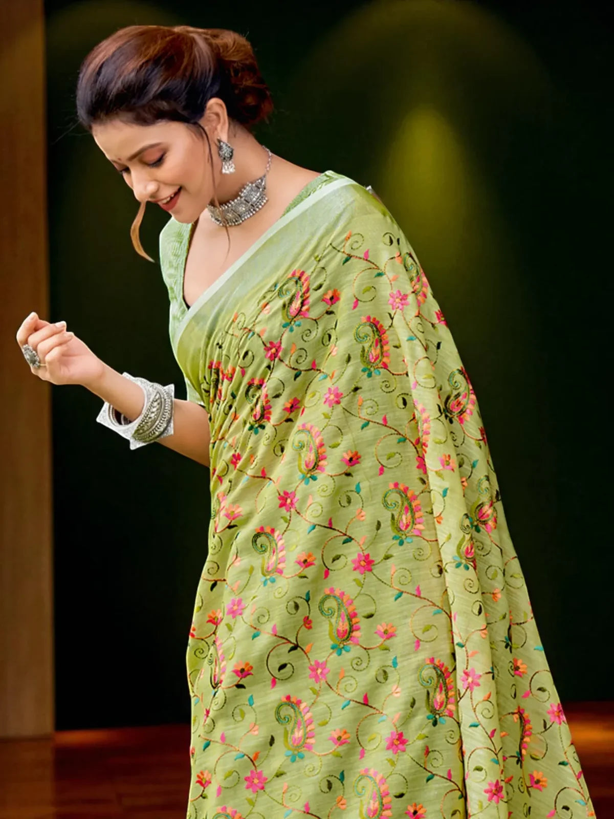 Kashmira Linen Saree - TARANI