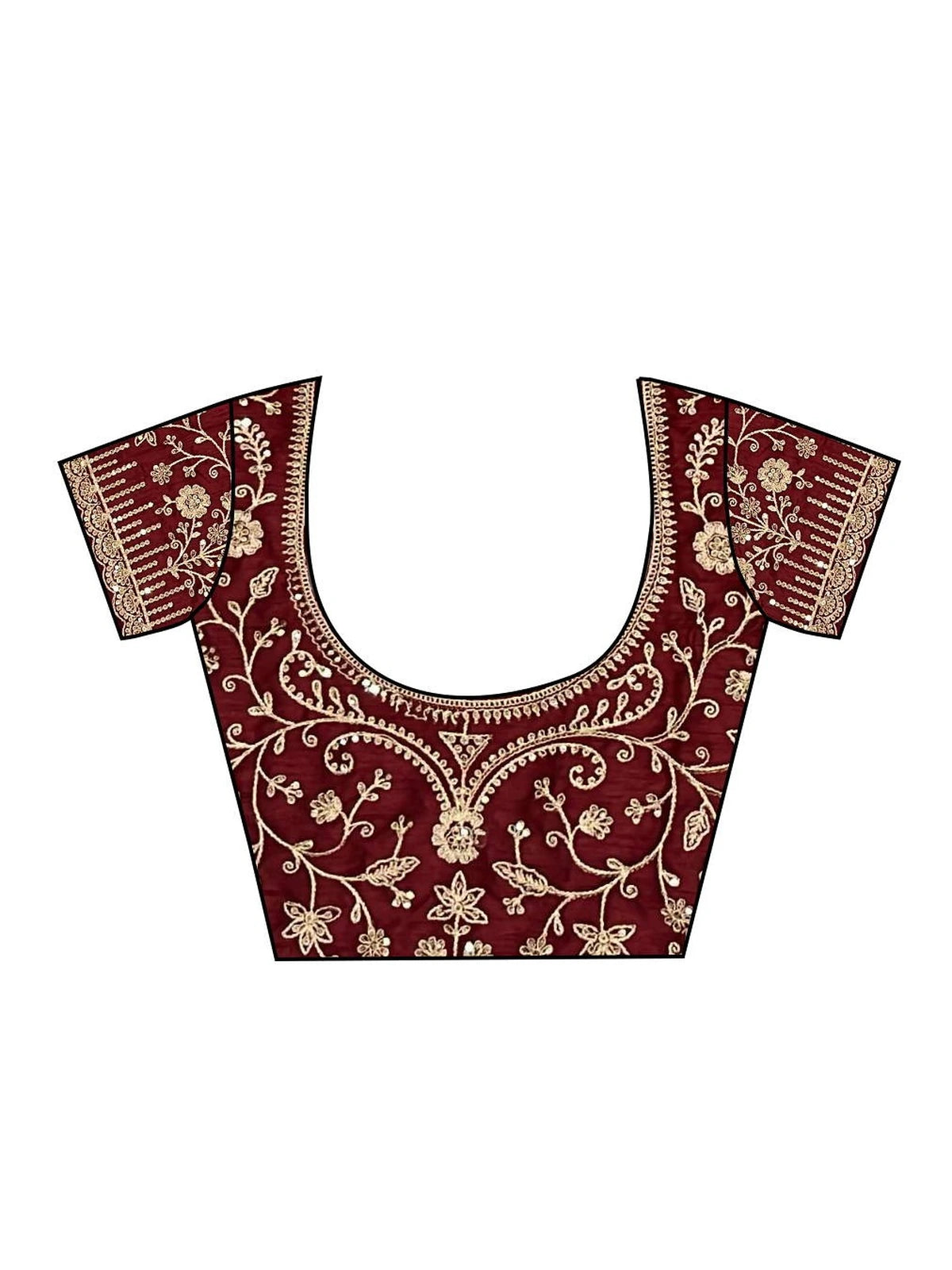 Tarani embroidered blouse close view with coding and sequins work for designer saree